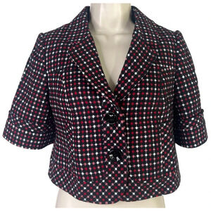 OBR Cropped Dotted Short‎ Sleeve Blazer Women's Size XS
